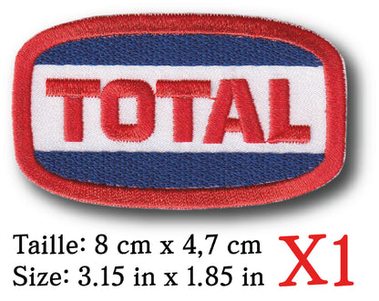 MAXIMUMPATCHES - Ecusson Patch Brodé Thermocollant - 8 cm x 4,7 cm - Station Service Combinaison Pilote Course Automobile Moto Total