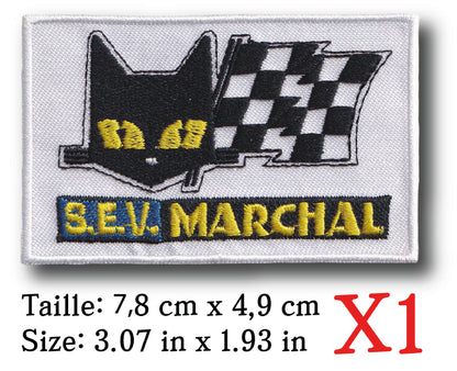 MAXIMUMPATCHES - Ecusson Patch Brodé Thermocollant - 7,8 cm x 4,9 cm - Automobile Moto Rétro Vintage Sev Marchal