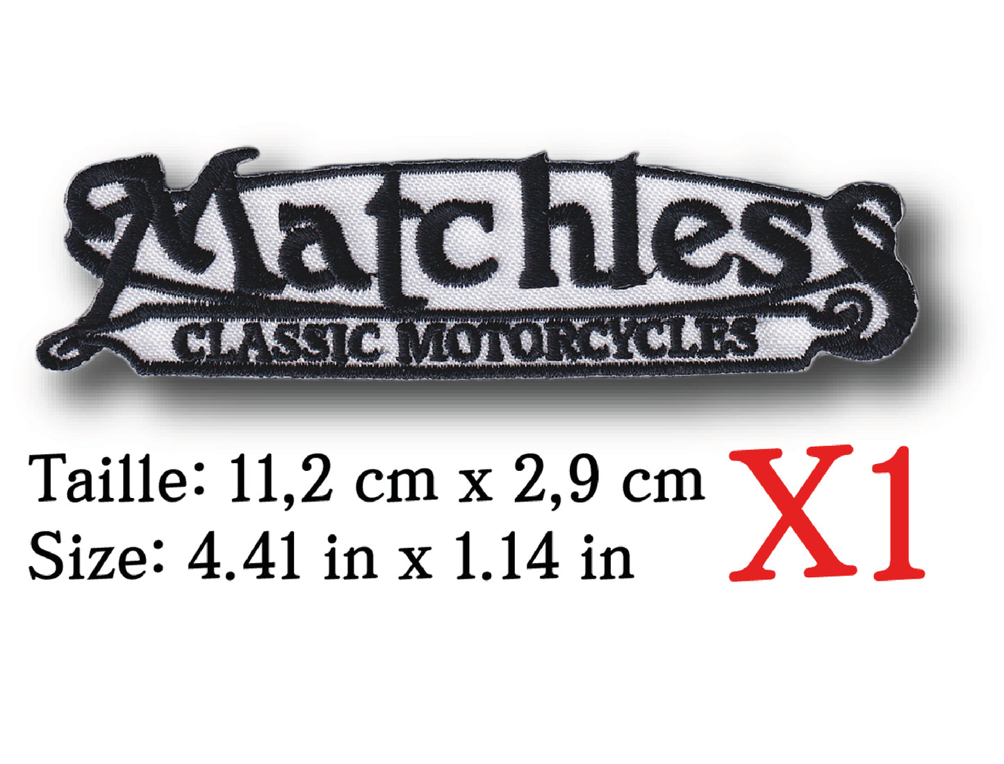 MAXIMUMPATCHES - Ecusson Patch Brodé Thermocollant - 11,2 cm x 2,9 cm - Moto Anglaise Ancienne Rétro Vintage Matchless Motorcycles