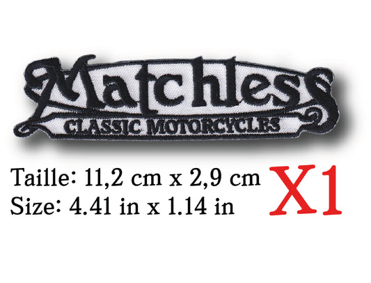 MAXIMUMPATCHES - Ecusson Patch Brodé Thermocollant - 11,2 cm x 2,9 cm - Moto Anglaise Ancienne Rétro Vintage Matchless Motorcycles