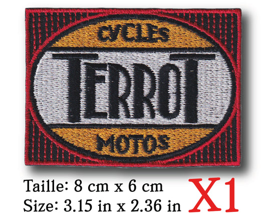 MAXIMUMPATCHES - Ecusson Patch Brodé Thermocollant - 8 cm x 5,9 cm - Moto Cycles Rétro Vintage France Terrot