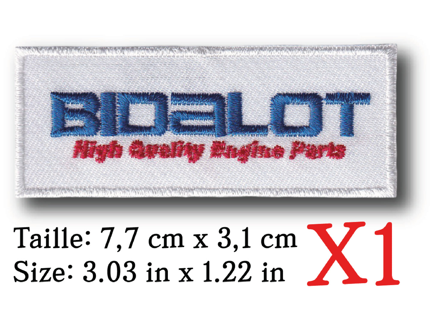 MAXIMUMPATCHES - Ecusson Patch Brodé Thermocollant - 13,5 cm x 2,8 cm - Moto Cyclomoteur Pot échappement Bidalot