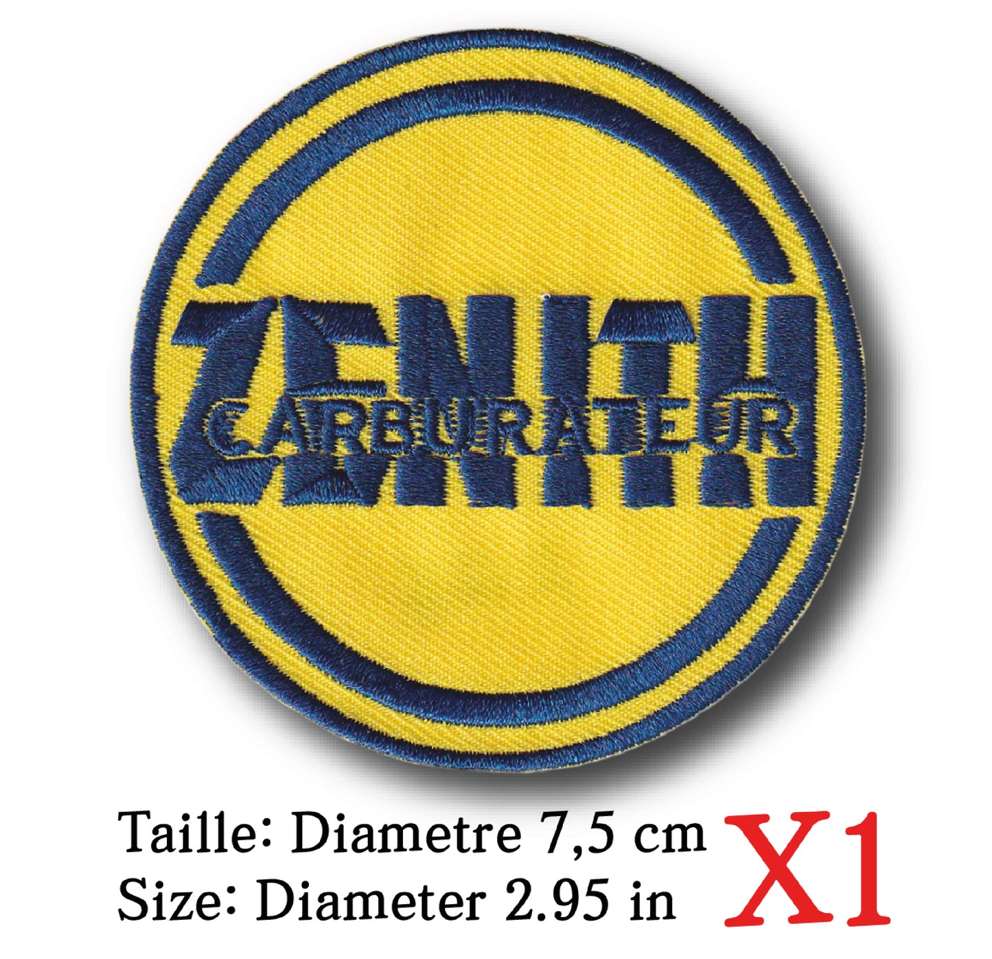 MAXIMUMPATCHES - Ecusson Patch Brodé Thermocollant - Diamètre 7,5 cm - Rétro Vintage Zenith Carburateur