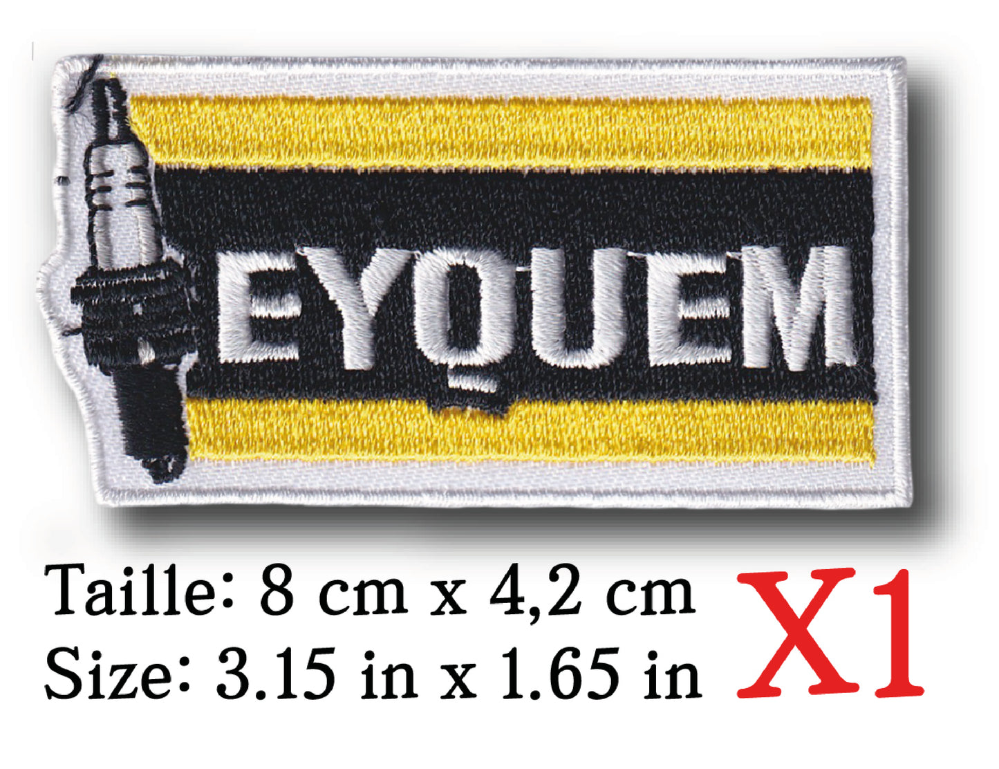 MAXIMUMPATCHES - Ecusson Patch Brodé Thermocollant - 8 cm x 4,2 cm - Bougie Sparkplug Vintage Eyquem