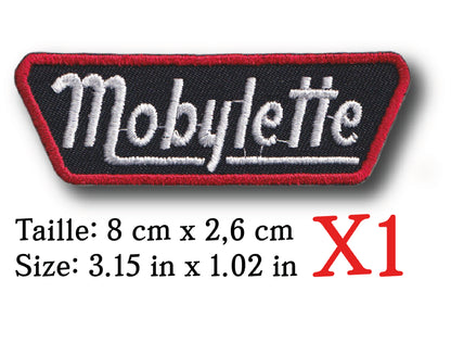MAXIMUMPATCHES - Ecusson Patch Brodé Thermocollant - 8 cm x 2,6 cm - Moto Rétro Vintage Cyclomoteur Vélomoteur Mobylette