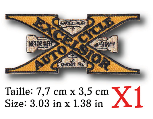 MAXIMUMPATCHES - 7,7 cm x 3,5 cm - Ecusson Patch Brodé Thermocollant - Moto excelsior