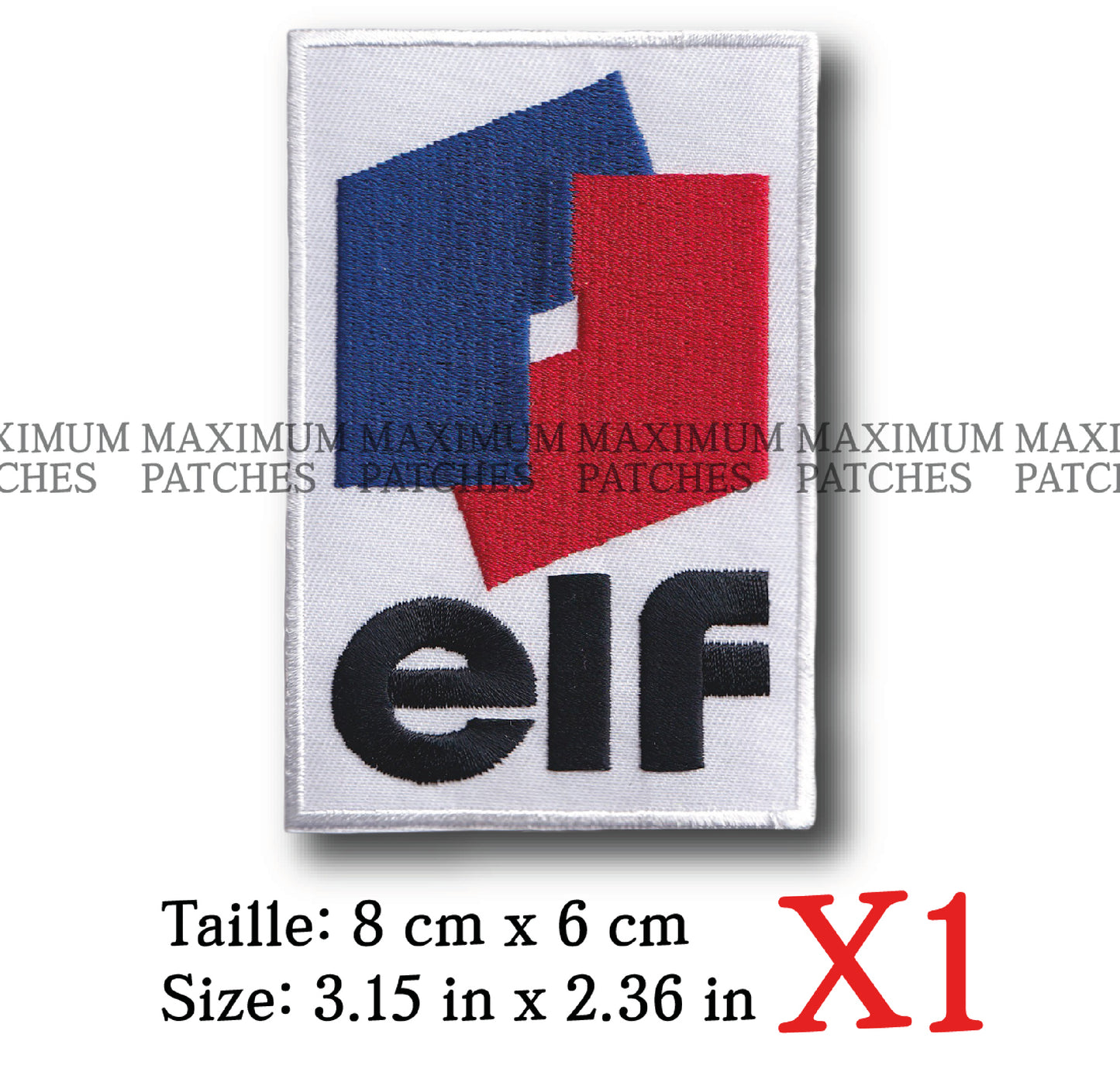 MAXIMUMPATCHES - Ecusson Patch Brodé Thermocollant - 6,5 cm x 10 cm - Automobile Moto Rétro Vintage Elf