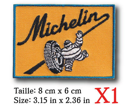 MAXIMUMPATCHES - Ecusson Patch Brodé Thermocollant - 8 cm x 6 cm - Automobile Moto Rétro Vintage Michelin