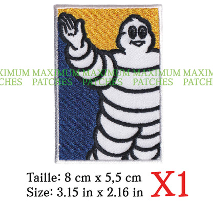MAXIMUMPATCHES - Ecusson Patch Brodé Thermocollant - 8 cm x 5,5 cm - Automobile Moto Rétro Vintage Michelin