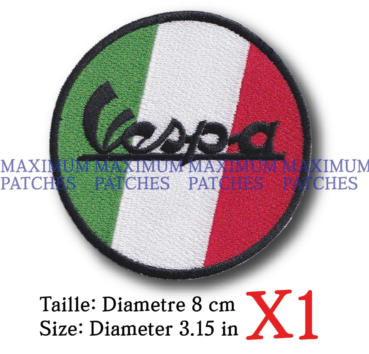 MAXIMUMPATCHES - Ecusson Patch Brodé Thermocollant - Diametre 8 cm - Scooter Rétro Italie