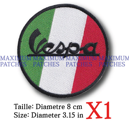 MAXIMUMPATCHES - Ecusson Patch Brodé Thermocollant - Diametre 8 cm - Scooter Rétro Italie