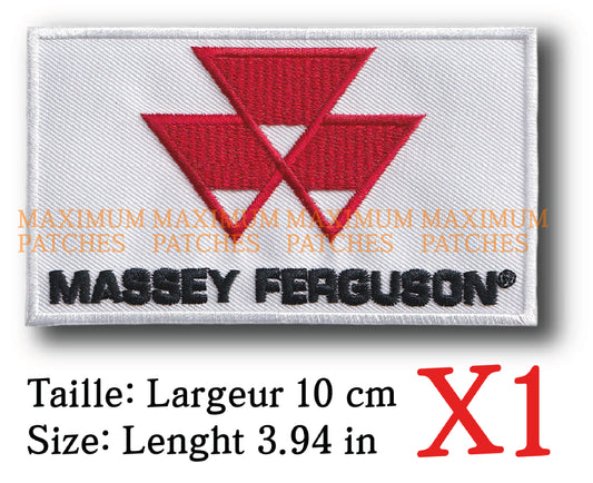 MAXIMUMPATCHES - Ecusson Patch Brodé Thermocollant - Longueur 10 cm - Tracteur Agricole Rétro Vintage Massey Ferguson