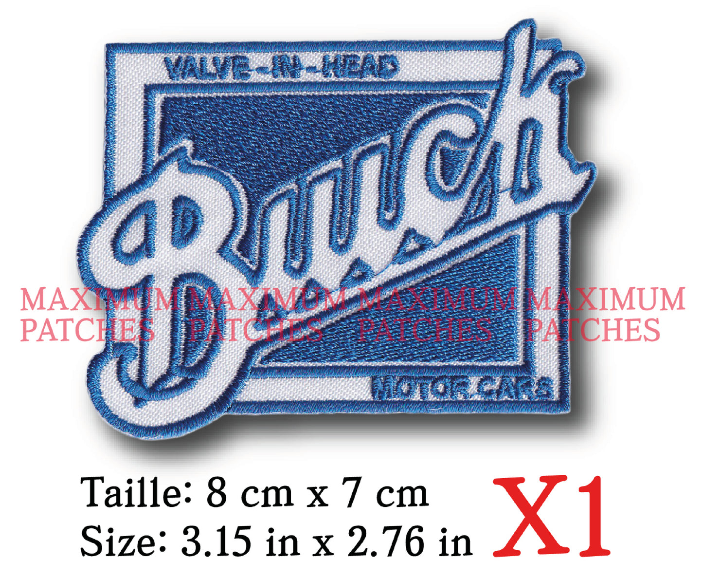 MAXIMUMPATCHES - 8 cm x 7 cm - Ecusson Patch Brodé Thermocollant - Automobile Usa Rétro Vintage Publicité Ancienne Logo Buick