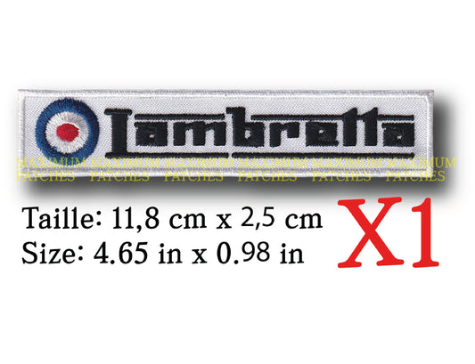 MAXIMUMPATCHES - Ecusson Patch Brodé Thermocollant - 11,8 cm x 2,5 cm - Automobile Moto Rétro Vintage Mods Lambretta