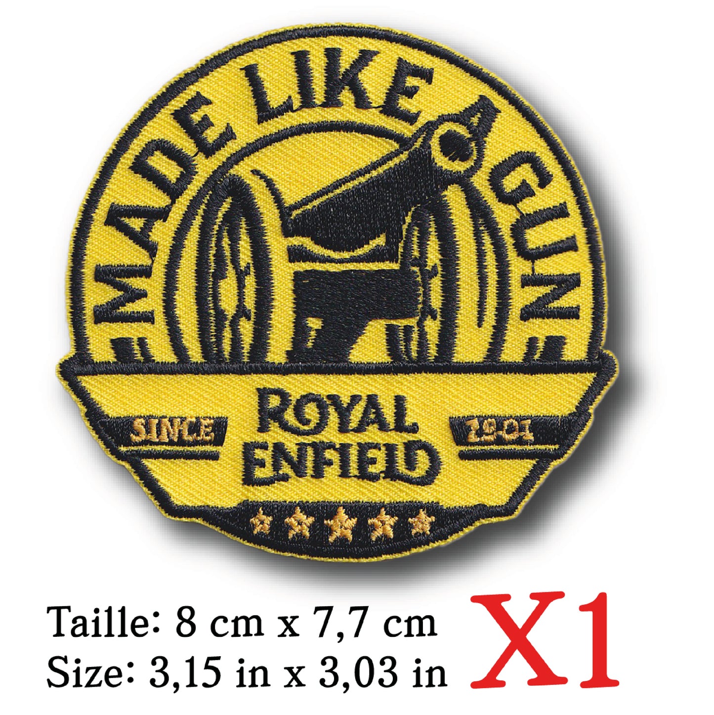 MAXIMUMPATCHES - Ecusson Patch Brodé Thermocollant - 8 cm x 7,7 cm - Moto Anglaise Indienne Rétro Vintage Royal Enfield