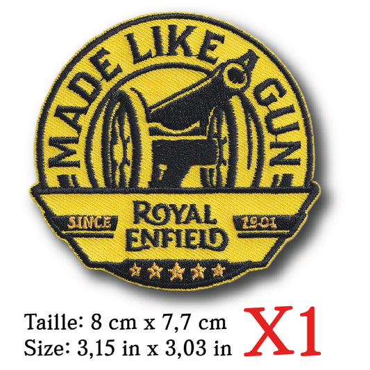 MAXIMUMPATCHES - Ecusson Patch Brodé Thermocollant - 8 cm x 7,7 cm - Moto Anglaise Indienne Rétro Vintage Royal Enfield