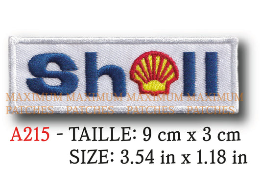 MAXIMUMPATCHES - Ecusson Patch Brodé Thermocollant - 9 cm x 3 cm - Automobile Moto Rétro Vintage Shell