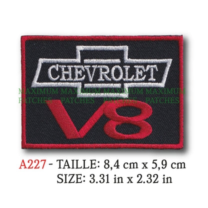 MAXIMUMPATCHES - 8,4 cm x 5,9 cm - Ecusson Patch Brodé Thermocollant - Automobile Usa V8 Chevrolet