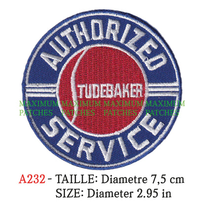 MAXIMUMPATCHES - Diametre 7,5 cm - Ecusson Patch Brodé Thermocollant - Automobile Usa Rétro Vintage Marque Logo Studebacker Service