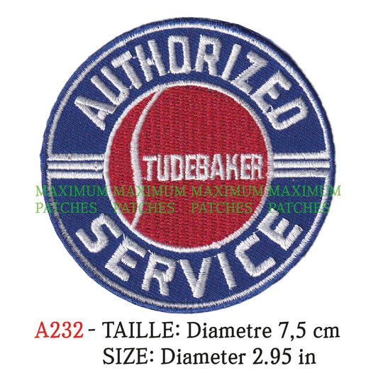 MAXIMUMPATCHES - Diametre 7,5 cm - Ecusson Patch Brodé Thermocollant - Automobile Usa Rétro Vintage Marque Logo Studebacker Service