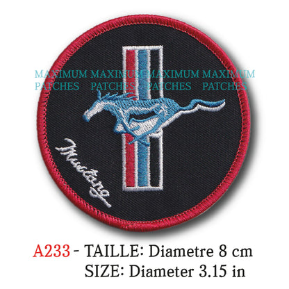 MAXIMUMPATCHES - Diametre 8 cm - Ecusson Patch Brodé Thermocollant - Automobile Usa Pony Car Muscle