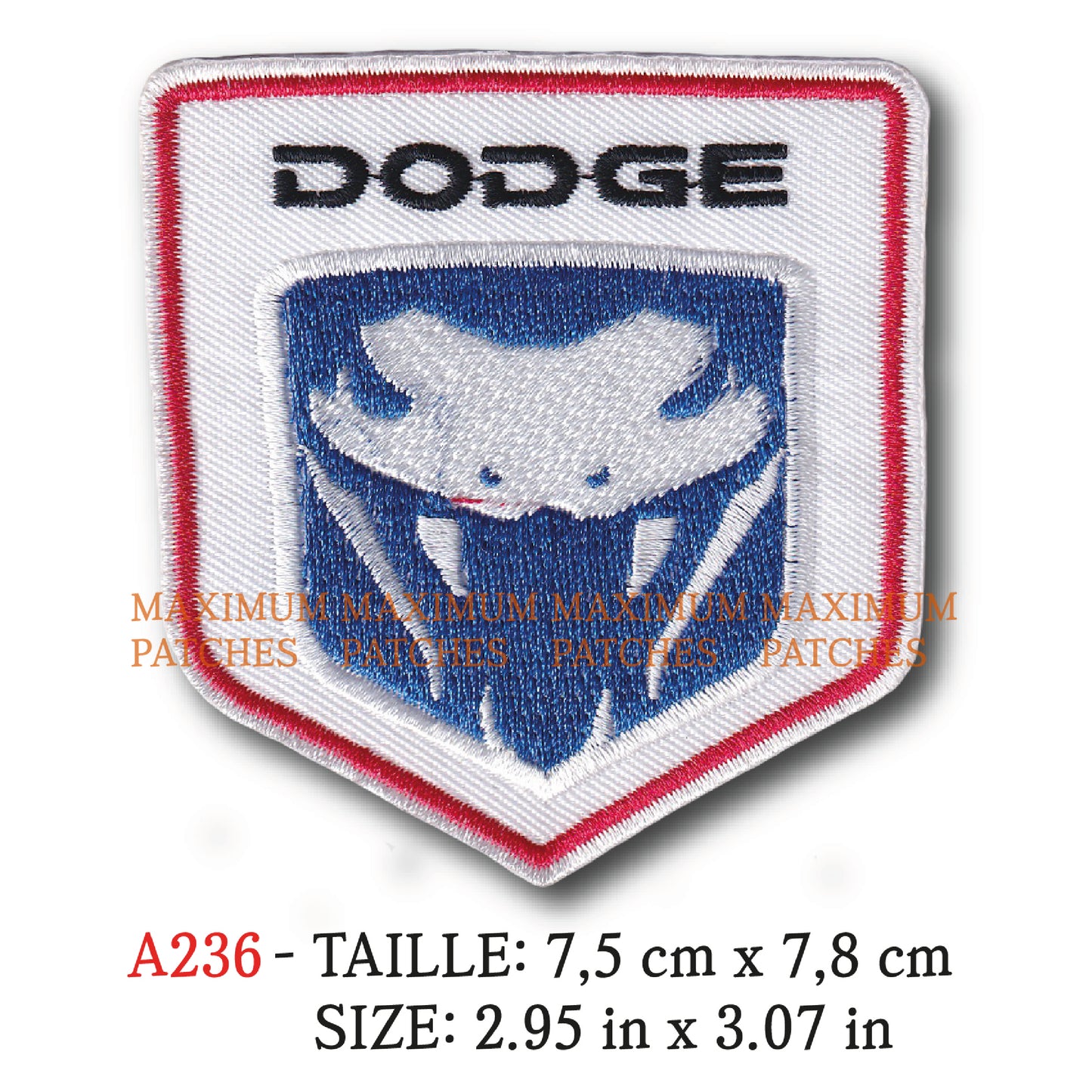 MAXIMUMPATCHES - 7,5 cm x 7,8 cm - Ecusson Patch Brodé Thermocollant - Automobile Usa Pick-Up Muscle Car Dodge