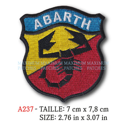 MAXIMUMPATCHES - Ecusson Patch Brodé Thermocollant - 7 cm x 7,8 cm - Automobile Moto Rétro Vintage Abarth