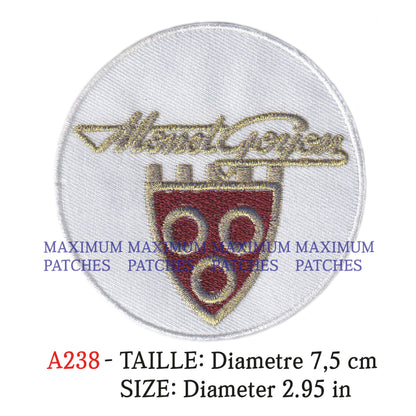 MAXIMUMPATCHES - Diametre 7,5 cm - Ecusson Patch Brodé Thermocollant - Moto France Rétro Vintage Publicité Monet Goyon
