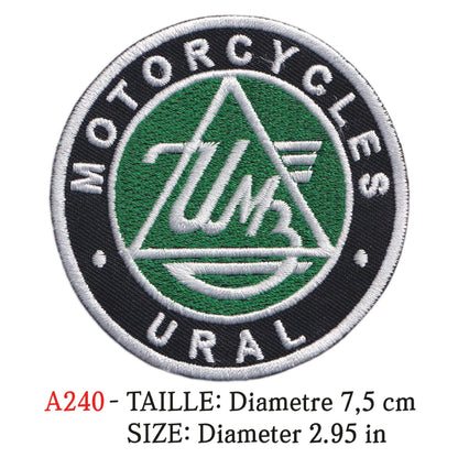 MAXIMUMPATCHES - Ecusson Patch Brodé Thermocollant - Diametre 7,5 cm - Moto Soviétique Rétro Vintage Ural Motorcycles