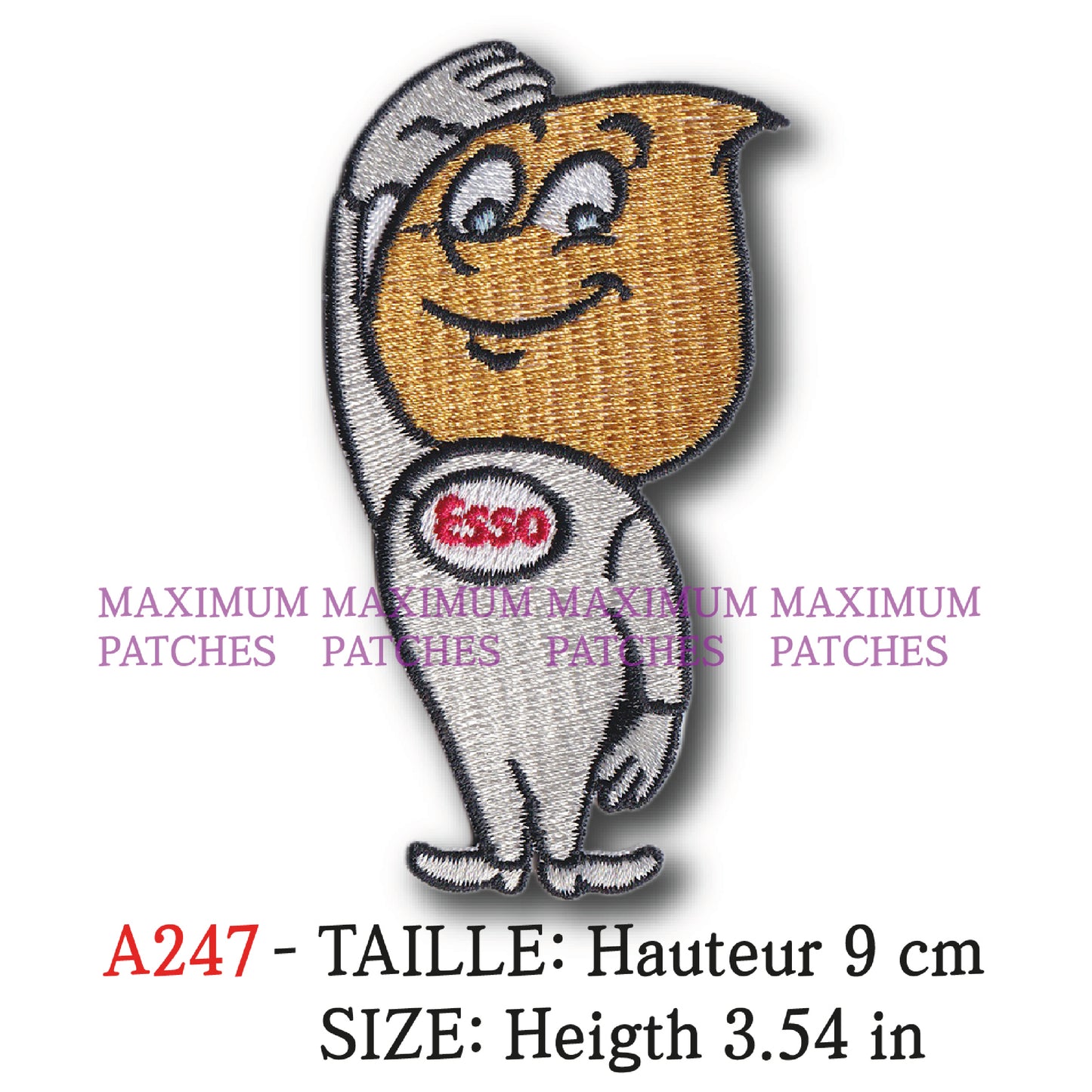 MAXIMUMPATCHES - Ecusson Patch Brodé Thermocollant - Hauteur 9 cm - Automobile Vintage Esso