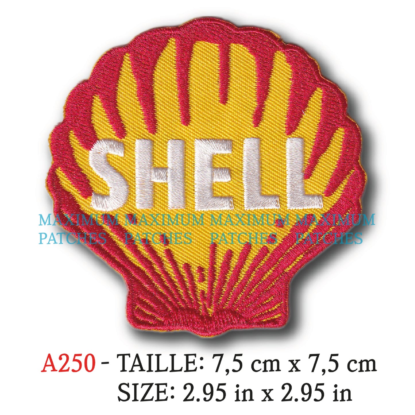 MAXIMUMPATCHES - Ecusson Patch Brodé Thermocollant - 7,5 cm x 7,5 cm - Automobile Moto Rétro Vintage Shell