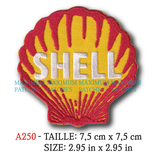 MAXIMUMPATCHES - Ecusson Patch Brodé Thermocollant - 7,5 cm x 7,5 cm - Automobile Moto Rétro Vintage Shell