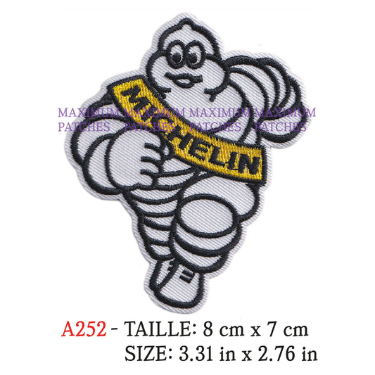 MAXIMUMPATCHES - Ecusson Patch Brodé Thermocollant - 8,4 cm x 7 cm - Automobile Moto Rétro Vintage Michelin