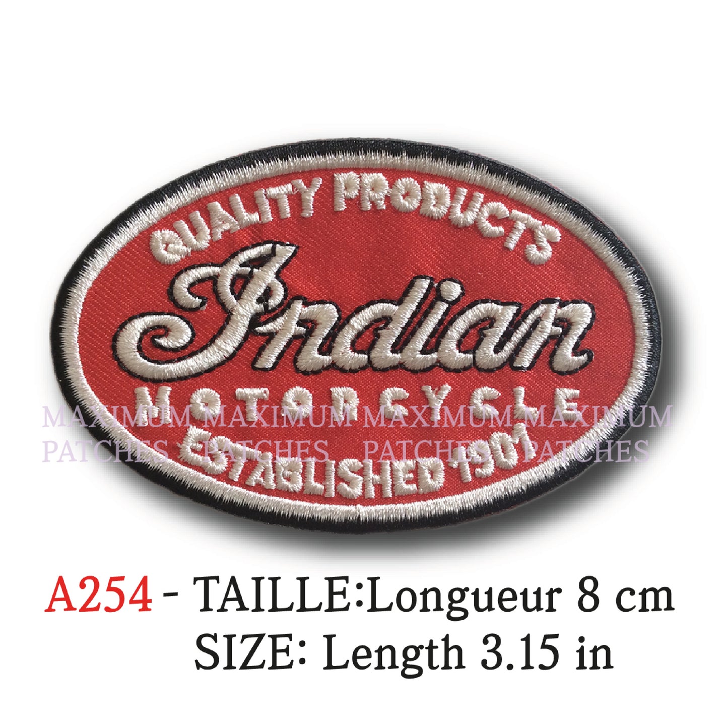 MAXIMUMPATCHES - Ecusson Patch Brodé Thermocollant - Longueur 8 cm - Moto Usa Indian