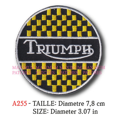 MAXIMUMPATCHES - Ecusson Patch Brodé Thermocollant - Diametre 7,8 cm - Moto Anglaise Triumph