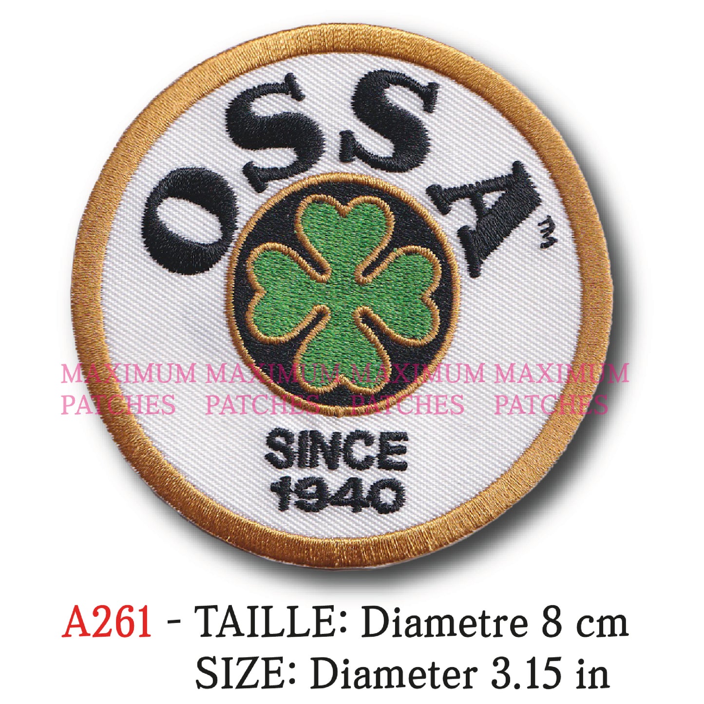 MAXIMUMPATCHES - Ecusson Patch Brodé Therrmocollant - Diamètre 8 cm - Moto Espagne Trial Cross Rétro Vintage Ossa