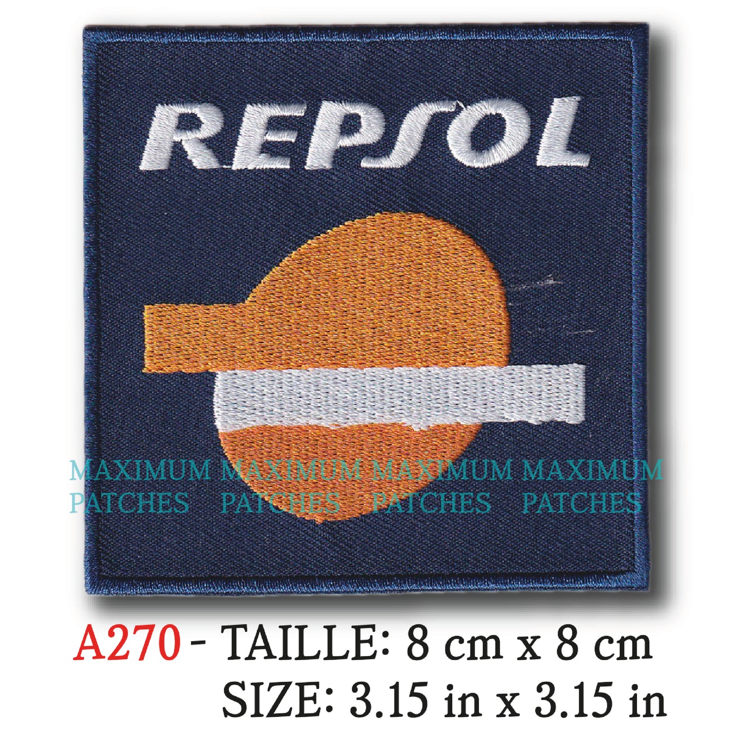 MAXIMUMPATCHES - Ecusson Patch Brodé Thermocollant - 8 cm x 8 cm - Moto Automobile Rétro Vintage Repsol