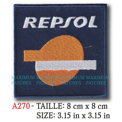 MAXIMUMPATCHES - Ecusson Patch Brodé Thermocollant - 8 cm x 8 cm - Moto Automobile Rétro Vintage Repsol