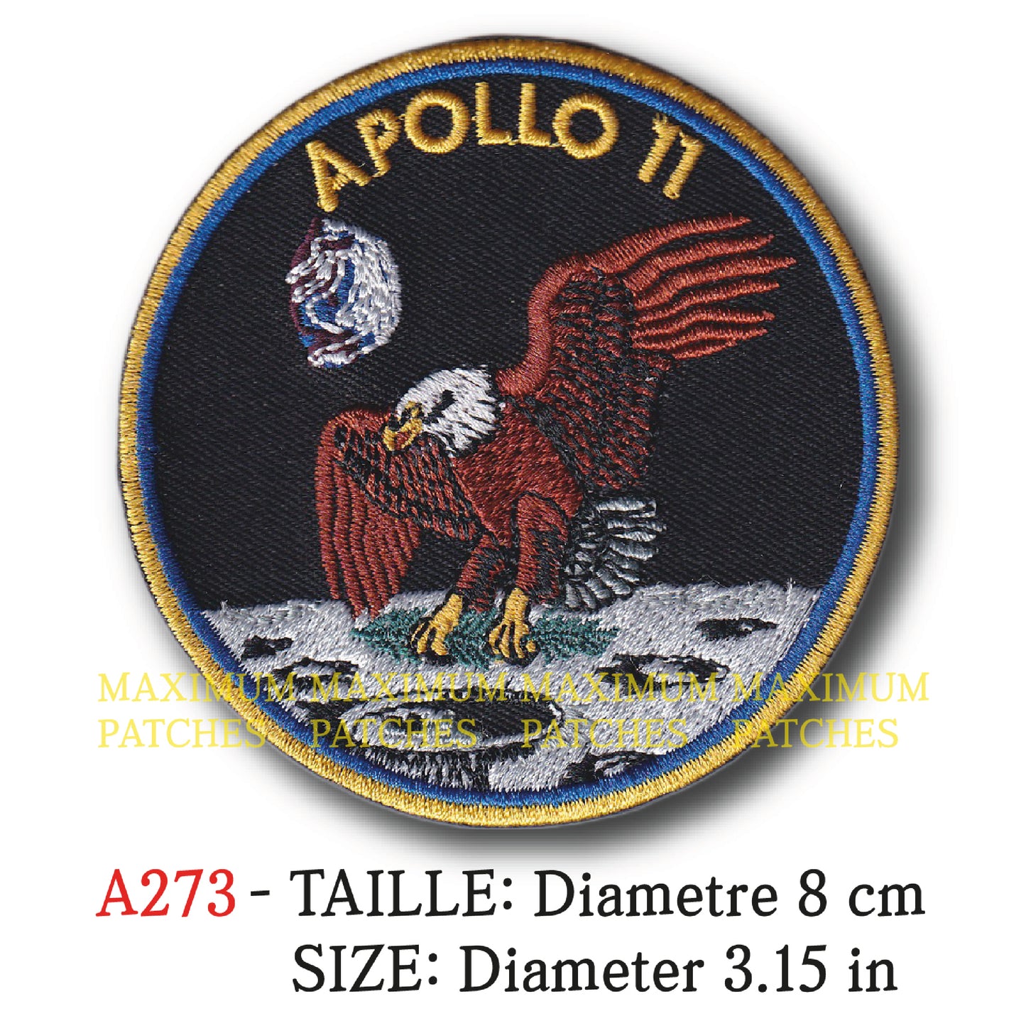 MAXIMUMPATCHES - Diametre 8 cm - Ecusson Patch Brodé Thermocollant - Fusée Conquète Spatiale Aérospatial Apollo Viking Apollo 11
