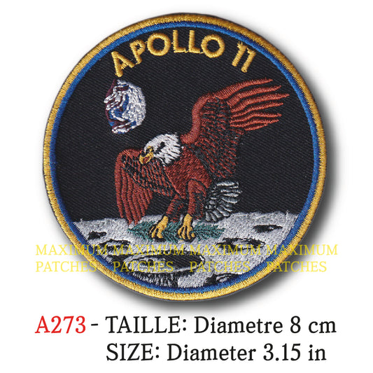 MAXIMUMPATCHES - Diametre 8 cm - Ecusson Patch Brodé Thermocollant - Fusée Conquète Spatiale Aérospatial Apollo Viking Apollo 11