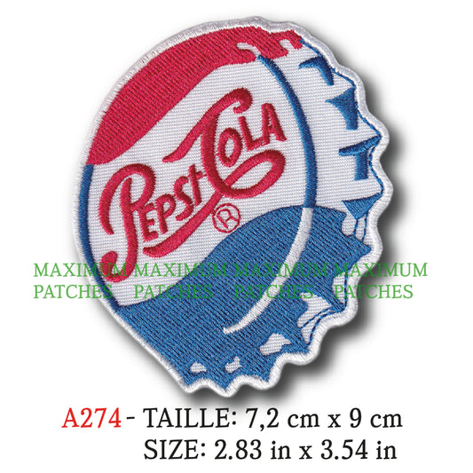 MAXIMUMPATCHES - Ecusson Patch Brodé Thermocollant - 7,2 cm x 9 cm - Publicité Usa Vintage Soda 50's 60's