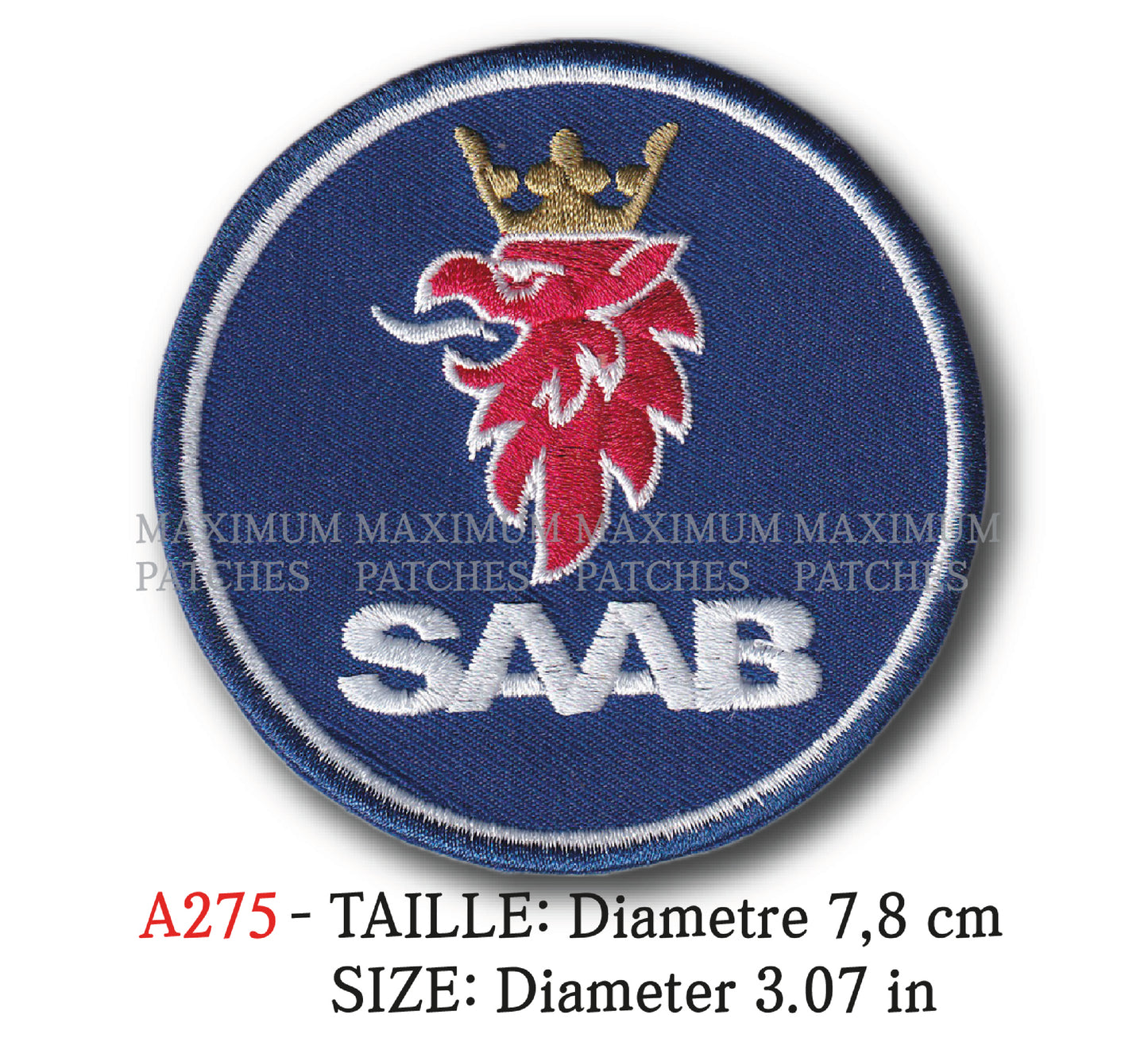 MAXIMUMPATCHES - Ecusson Patch Brodé Thermocollant - Diametre 7,8 cm - Automobile Rétro Vintage Suède Saab