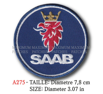 MAXIMUMPATCHES - Ecusson Patch Brodé Thermocollant - Diametre 7,8 cm - Automobile Rétro Vintage Suède Saab