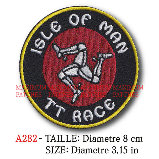 MAXIMUMPATCHES - Ecusson Patch Brodé Thermocollant - Diametre 8 cm - Course Moto Rétro Vintage TT Race Isle Of Man