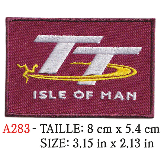 MAXIMUMPATCHES - Ecusson Patch Brodé Thermocollant - 8 cm x 5,4 cm - Course Moto Rétro Vintage TT Isle Of Man