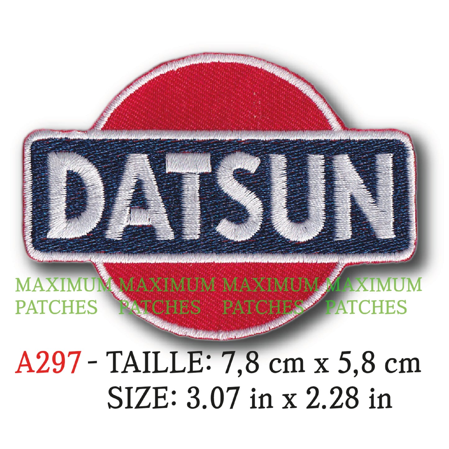 MAXIMUMPATCHES - 7,8 cm x 5,8 cm - Ecusson Patch Brodé Thermocollant - Automobile Japon Marque Logo Rétro Vintage Publicité