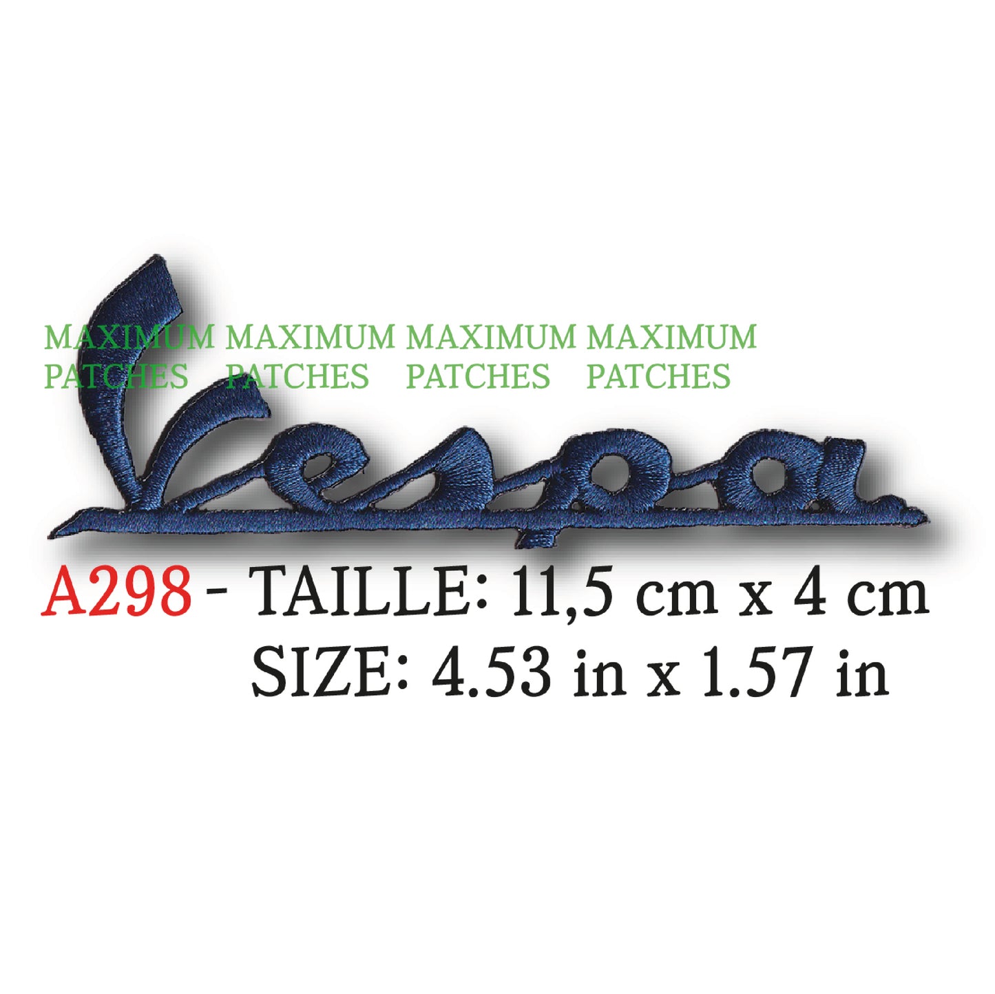 MAXIMUMPATCHES - 11,5 cm x 4 cm - Ecusson Patch Brodé Thermocollant - Scooter Italie Marque Logo Rétro Vintage