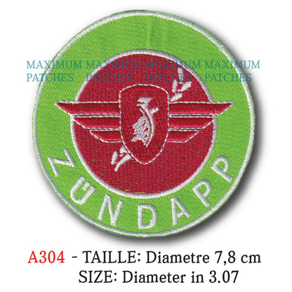 MAXIMUMPATCHES - Diametre 7,8 cm - Ecusson Patch Brodé Thermocollant - Moto Allemand Marque Logo Rétro Vintage Zundapp