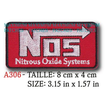 MAXIMUMPATCHES - 8 cm x 4 cm - Ecusson Patch Brodé Thermocollant - Automobile Moto Protoxyde D'Azote Course Race Nitrous Oxyde Nos