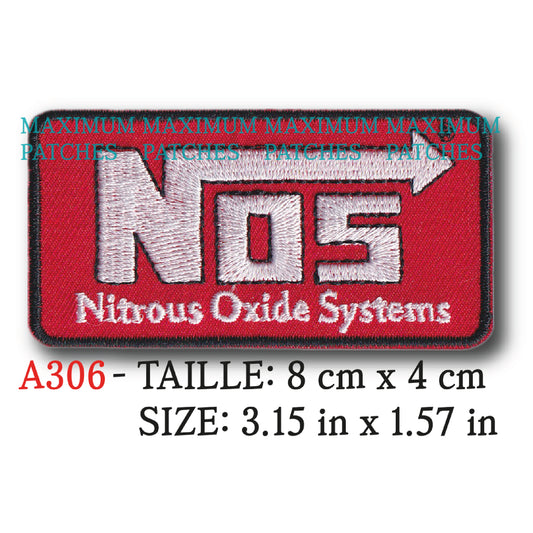 MAXIMUMPATCHES - 8 cm x 4 cm - Ecusson Patch Brodé Thermocollant - Automobile Moto Protoxyde D'Azote Course Race Nitrous Oxyde Nos